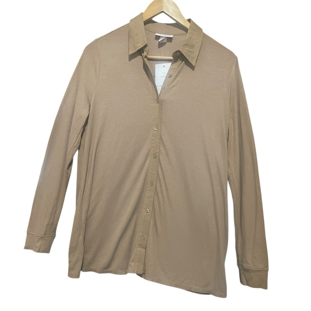 NWT Isabel by Ingrid + Isabel Ribbed Henley Maternity Tan Top‎ M - Picture 3 of 4